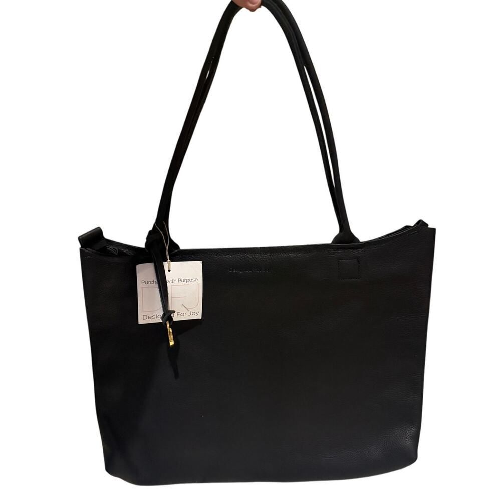 NWT Designed for Joy Grace Leather Tote Bag in Black